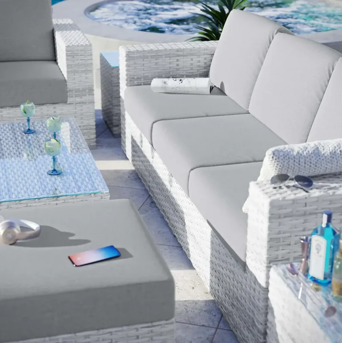 Convene 6-Piece Outdoor Patio Set by Modway Light Gray Navy