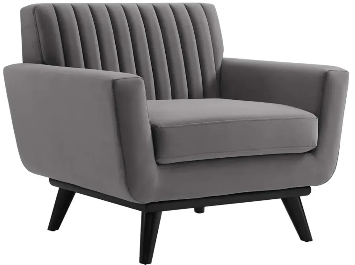 Engage Channel Tufted Performance Velvet Armchair by Modway Gray
