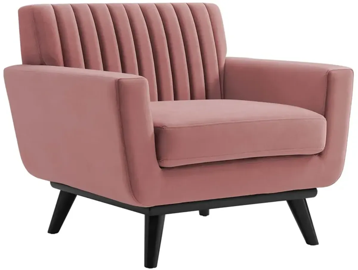 Engage Channel Tufted Performance Velvet Armchair by Modway Pink