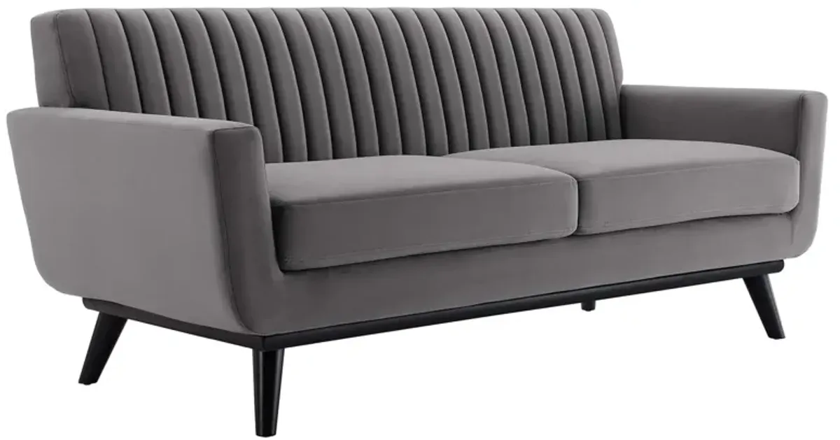 Engage Channel Tufted Performance Velvet Loveseat by Modway Gray