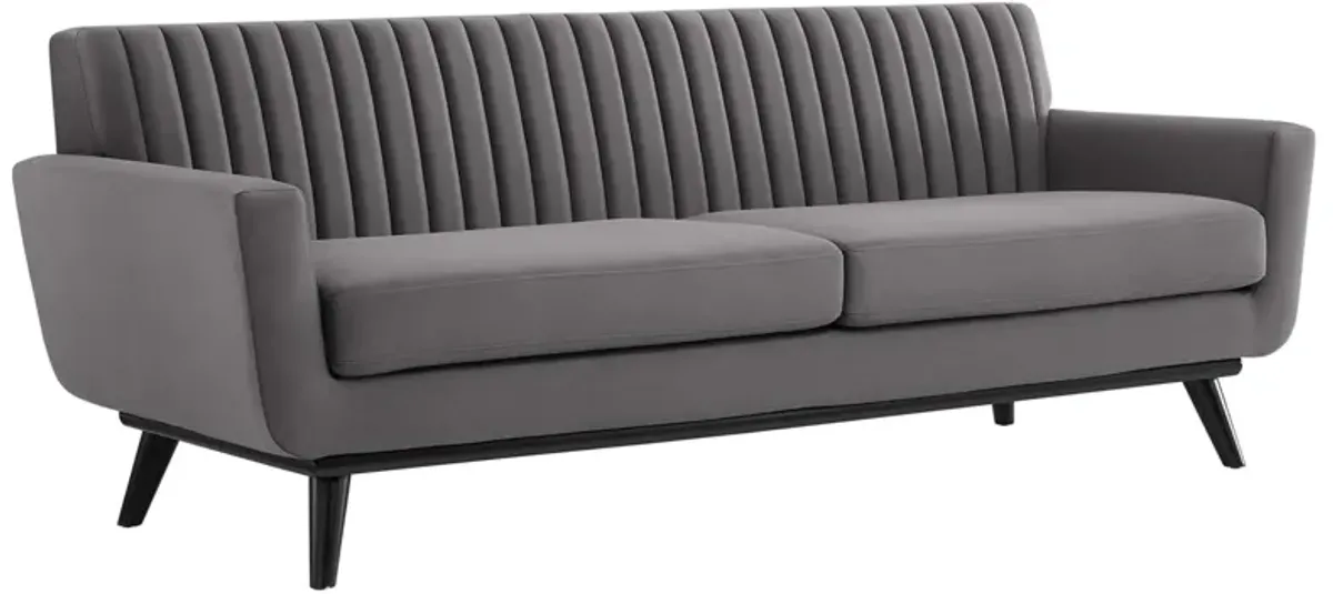 Engage Channel Tufted Performance Velvet Sofa by Modway Gray