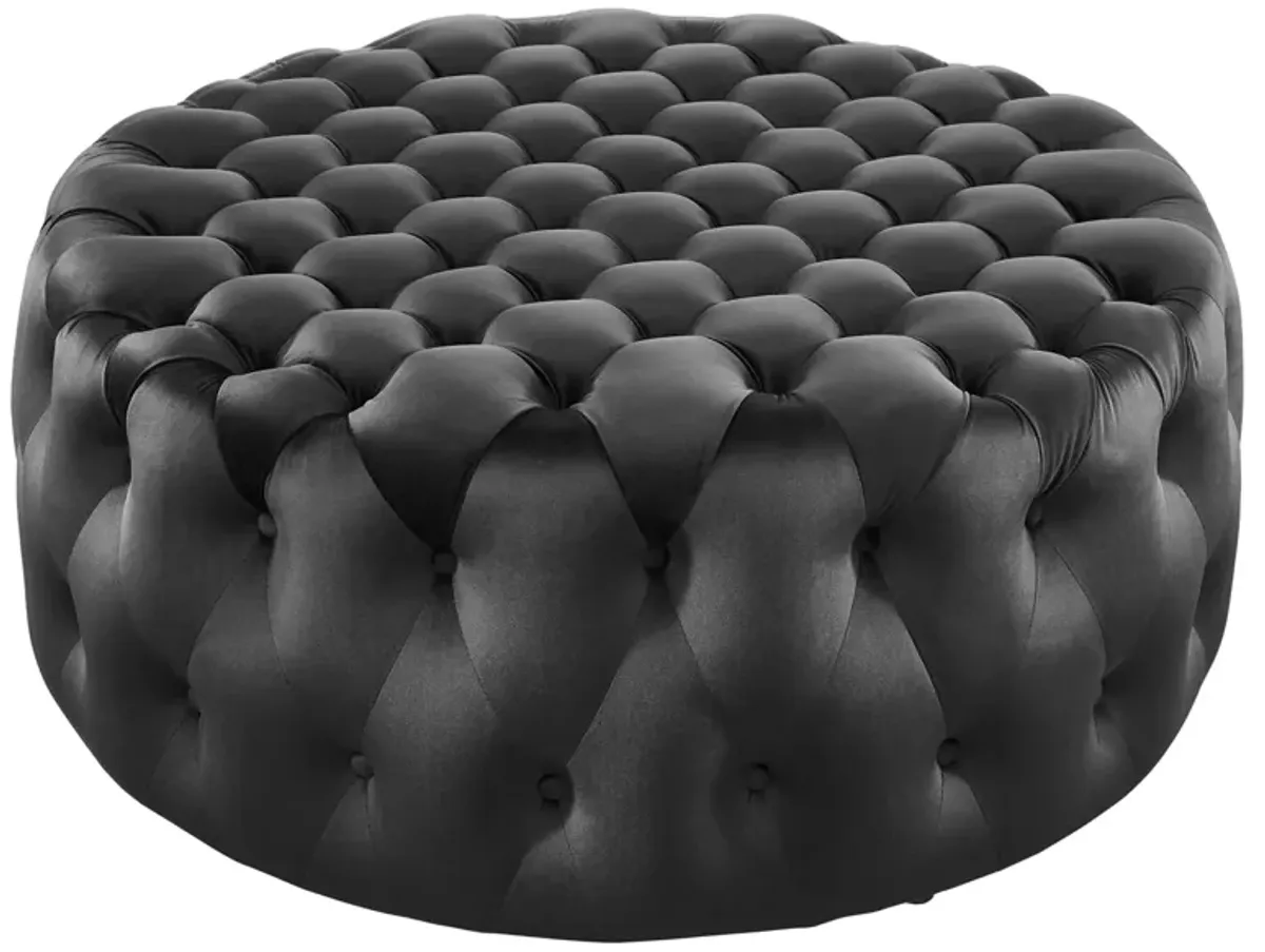 Amour Tufted Button Large Round Performance Velvet Ottoman by Modway Black