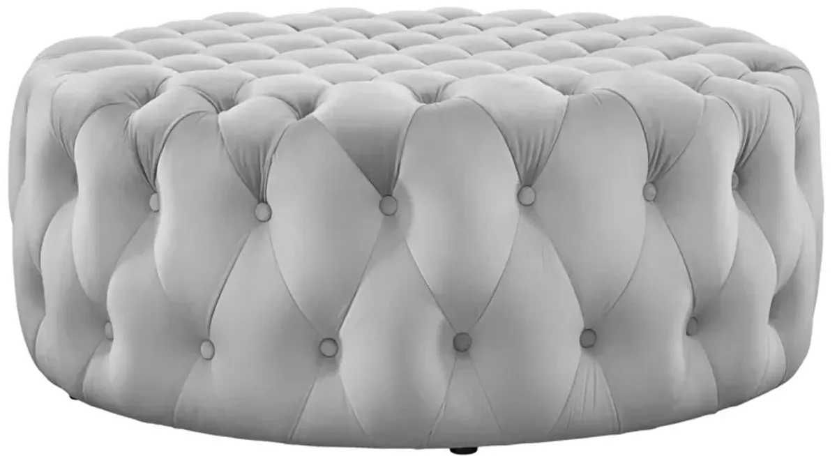 Amour Tufted Button Large Round Performance Velvet Ottoman by Modway