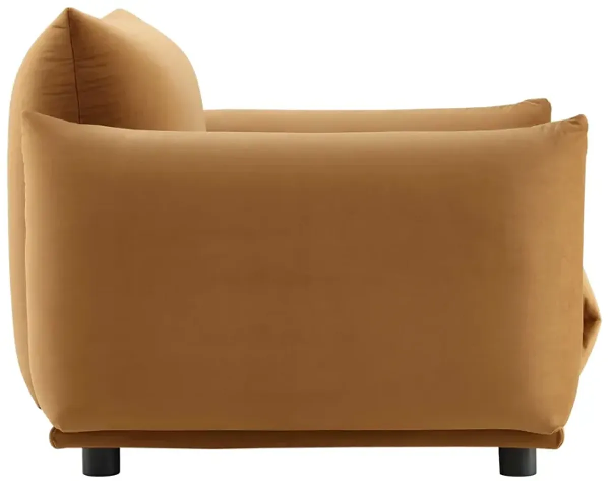 Copious Performance Velvet Armchair by Modway Cognac