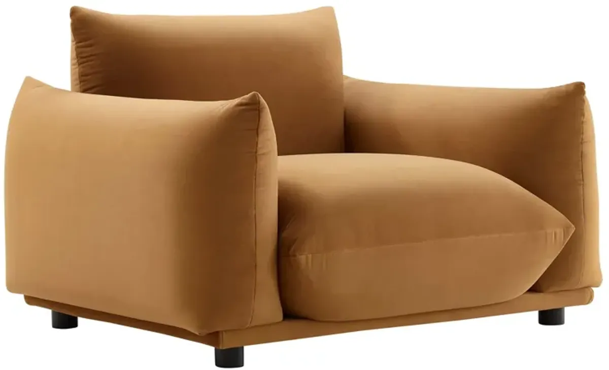 Copious Performance Velvet Armchair by Modway Cognac