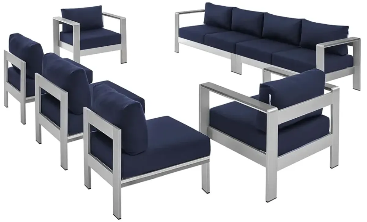 Shore 7 Piece Sunbrella® Fabric Outdoor Patio Aluminum Sectional Sofa Set by Modway