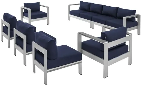 Shore 7 Piece Sunbrella® Fabric Outdoor Patio Aluminum Sectional Sofa Set by Modway