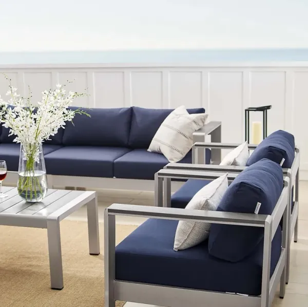 Shore 8 Piece Sunbrella® Fabric Outdoor Patio Aluminum Sectional Sofa Set by Modway
