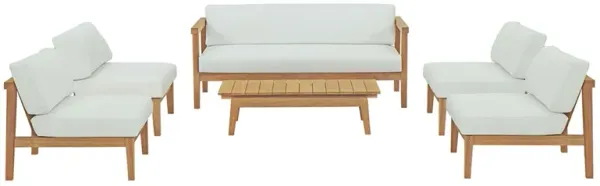Bayport 6 Piece Outdoor Patio Teak Set by Modway Natural White