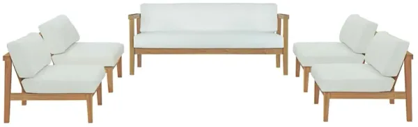 Bayport 5 Piece Outdoor Patio Teak Set by Modway Natural White