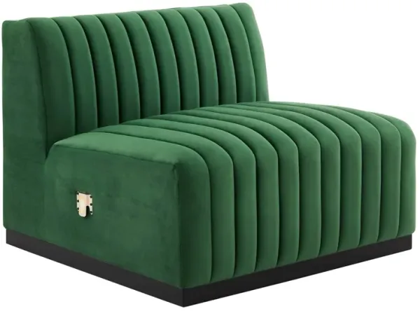 Conjure Channel Tufted Performance Velvet Armless Chair by Modway Black Emerald