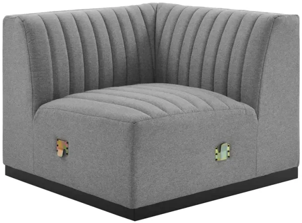 Conjure Channel Tufted Upholstered Fabric Right Corner Chair by Modway Black Light Gray