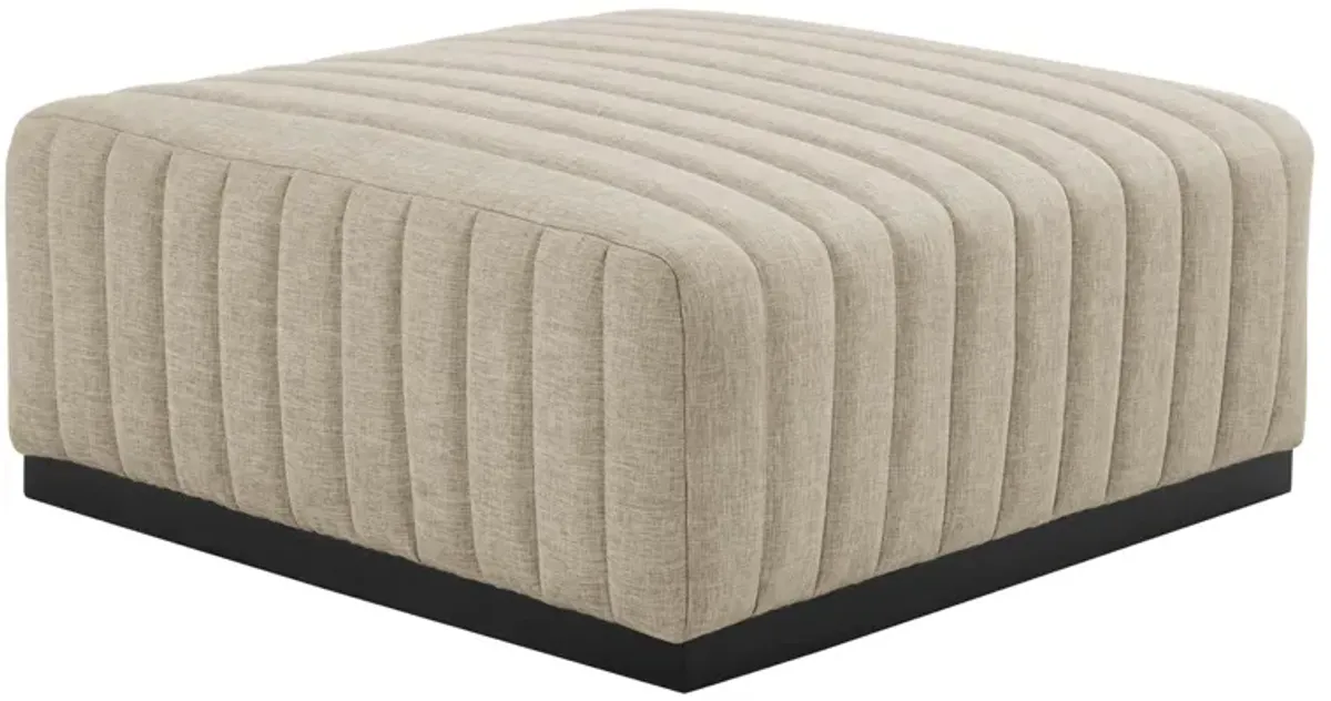 Conjure Channel Tufted Upholstered Fabric Ottoman by Modway Black Light Gray