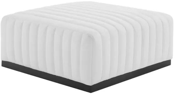 Conjure Channel Tufted Upholstered Fabric Ottoman by Modway Black White
