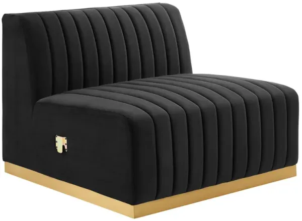 Conjure Channel Tufted Performance Velvet Armless Chair by Modway Gold Black