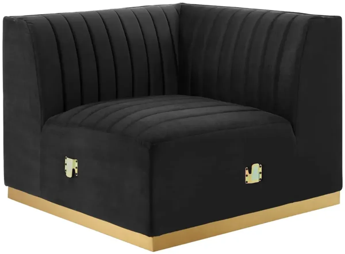 Conjure Channel Tufted Performance Velvet Left Corner Chair by Modway Gold Black
