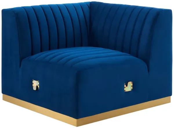 Conjure Channel Tufted Performance Velvet Left Corner Chair by Modway Gold Navy