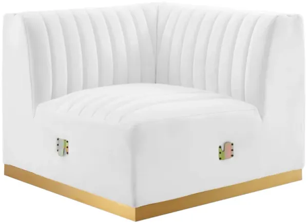 Conjure Channel Tufted Performance Velvet Left Corner Chair by Modway Gold White