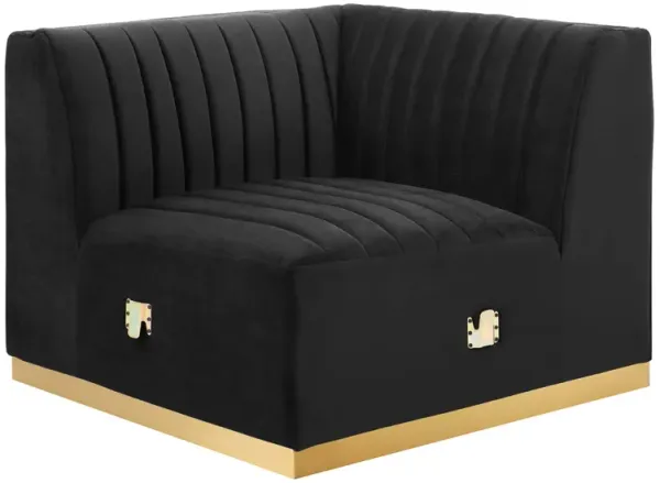 Conjure Channel Tufted Performance Velvet Right Corner Chair by Modway Gold Black