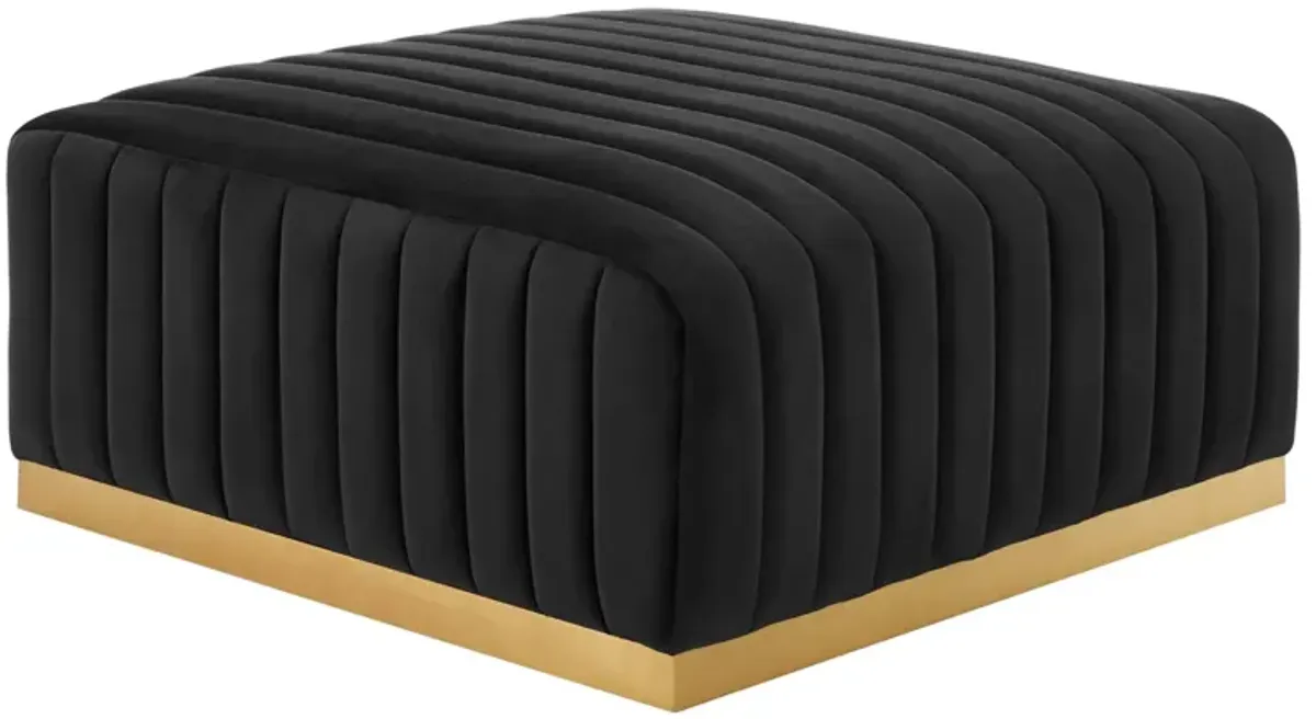 Conjure Channel Tufted Performance Velvet Ottoman by Modway Gold Navy