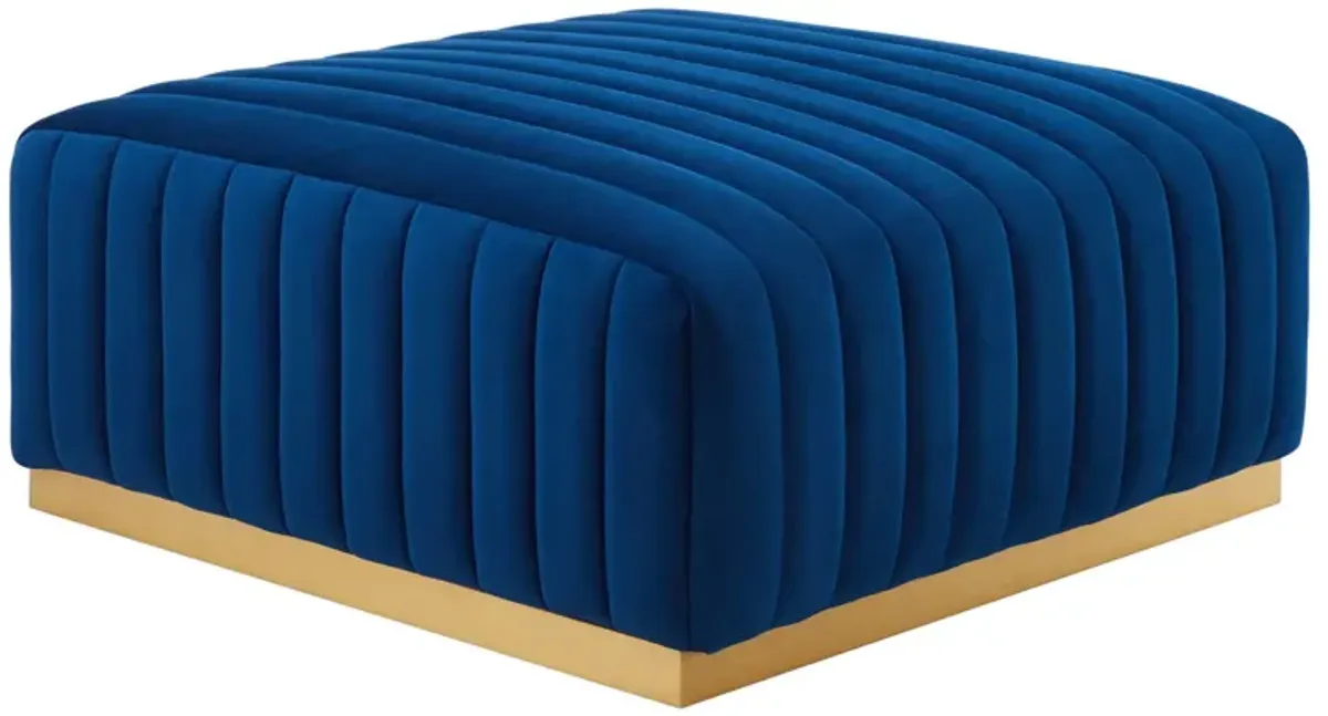 Conjure Channel Tufted Performance Velvet Ottoman by Modway Gold Navy