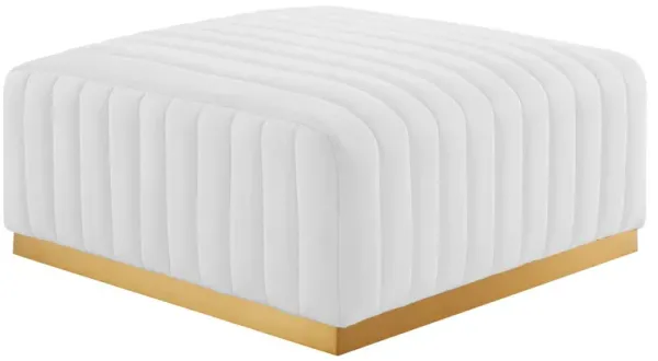 Conjure Channel Tufted Performance Velvet Ottoman by Modway Gold White