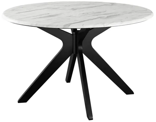 Traverse 50" Round Performance Artificial Marble Dining Table by Modway Black White