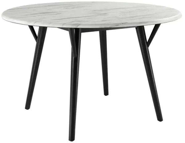 Gallant 50" Round Performance Artificial Marble Dining Table by Modway Black White