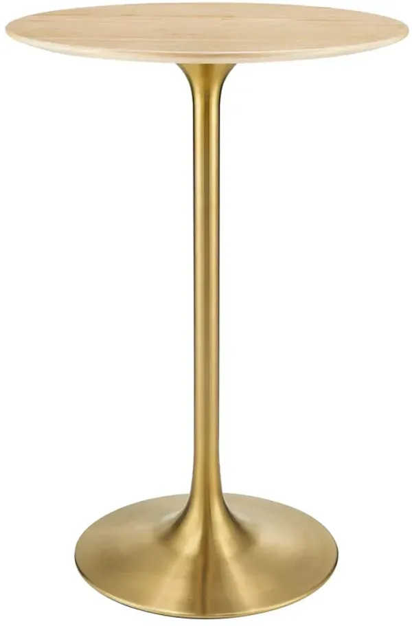 Lippa Round Wood Bar Table by Modway 28" / Gold Natural