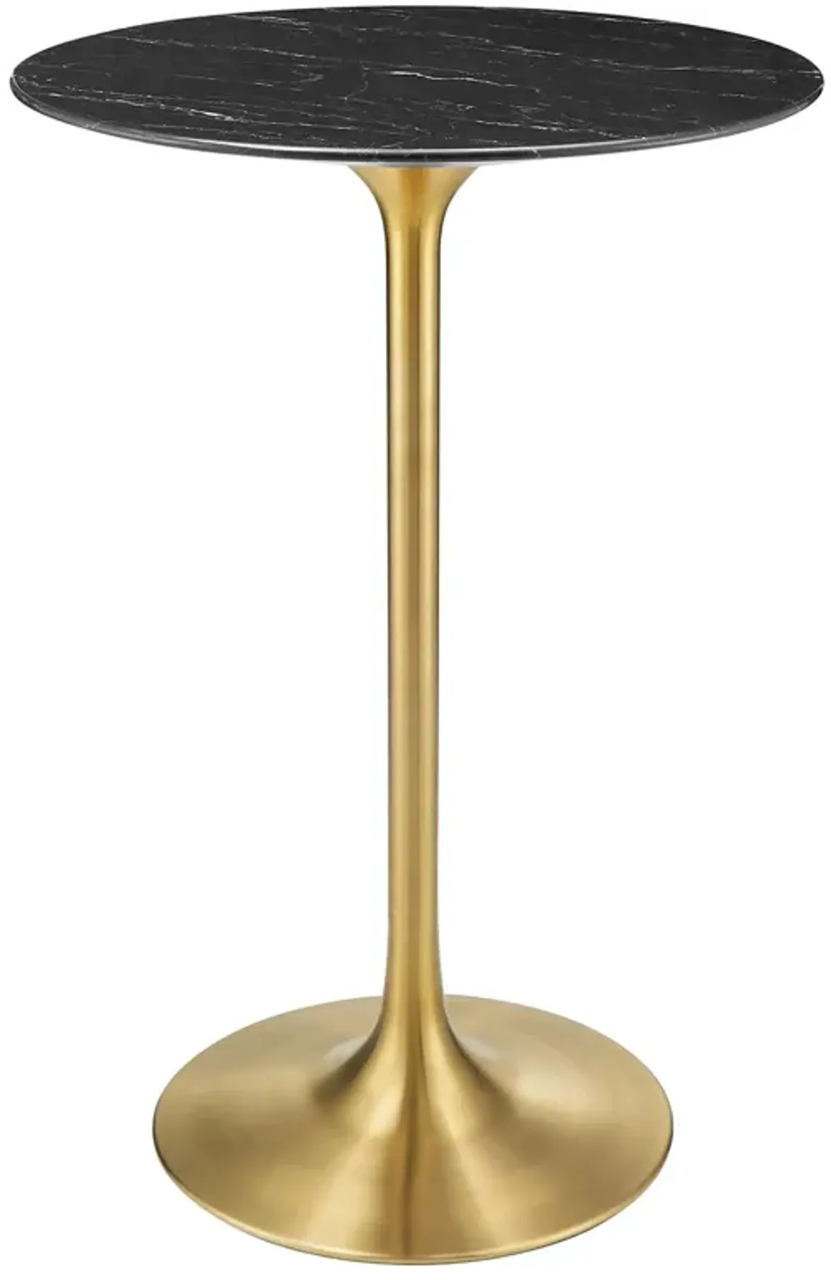 Lippa Round Artificial Marble Bar Table by Modway 28" / Gold Black
