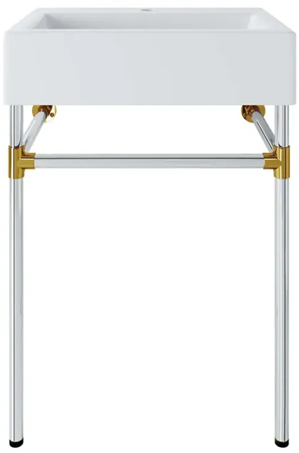 Redeem Wall-Mount Bathroom Vanity Basin Included by Modway 24" / Silver White