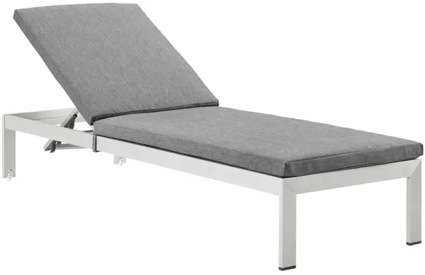 Shore Outdoor Patio Aluminum Chaise with Cushions by Modway Silver Gray