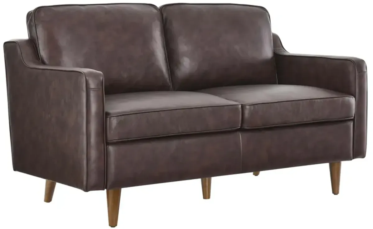 Impart Genuine Leather Loveseat by Modway Brown