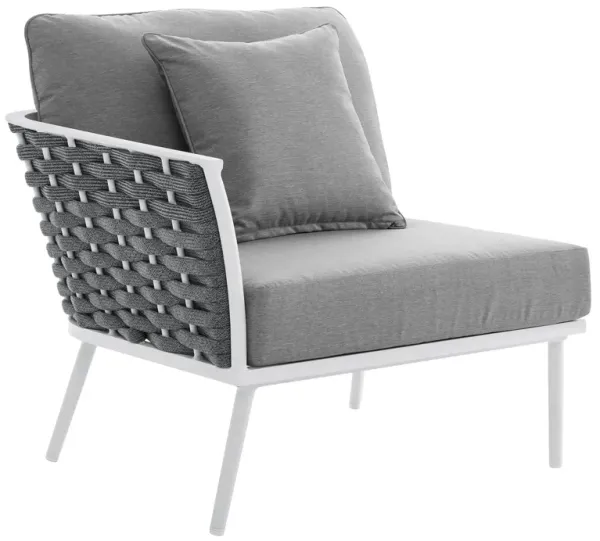 Stance Outdoor Patio Aluminum Left-Facing Armchair by Modway White Gray
