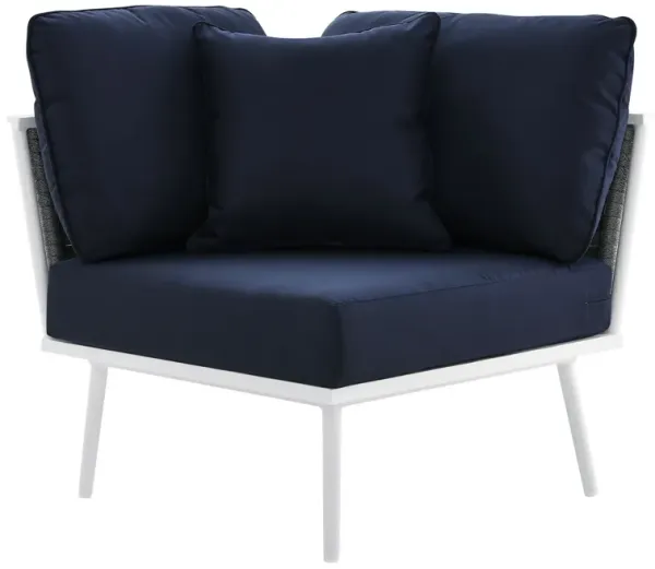 Stance Outdoor Patio Aluminum Corner Chair by Modway White Navy