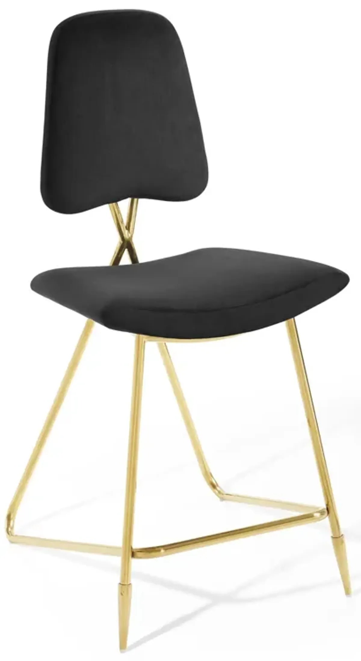 Ponder Counter Stool Performance Velvet Set of 2 by Modway Black