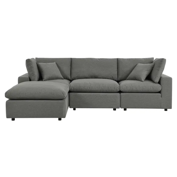 Commix 4-Piece Outdoor Patio Sectional Sofa by Modway Charcoal