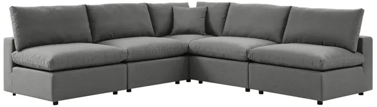 Commix 5-Piece Outdoor Patio Sectional Sofa by Modway Charcoal