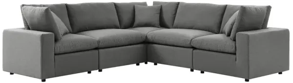Commix 5-Piece Outdoor Patio Sectional Sofa by Modway Charcoal