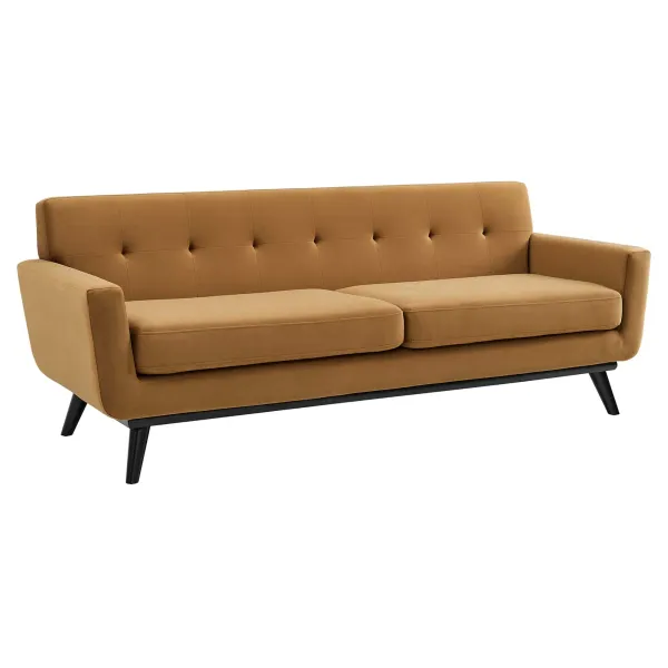 Engage Performance Velvet Sofa by Modway Cognac