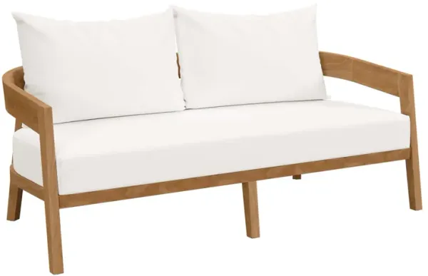 Brisbane Teak Wood Outdoor Patio Loveseat by Modway Natural White