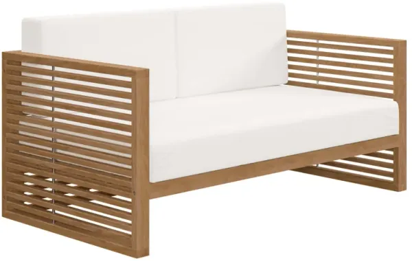 Carlsbad Teak Wood Outdoor Patio Loveseat by Modway Natural White