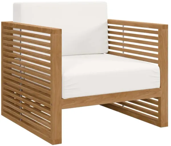 Carlsbad Teak Wood Outdoor Patio Armchair by Modway Natural White