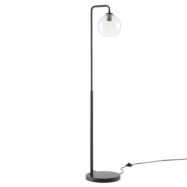 Silo Glass Globe Glass and Metal Floor Lamp by Modway Black