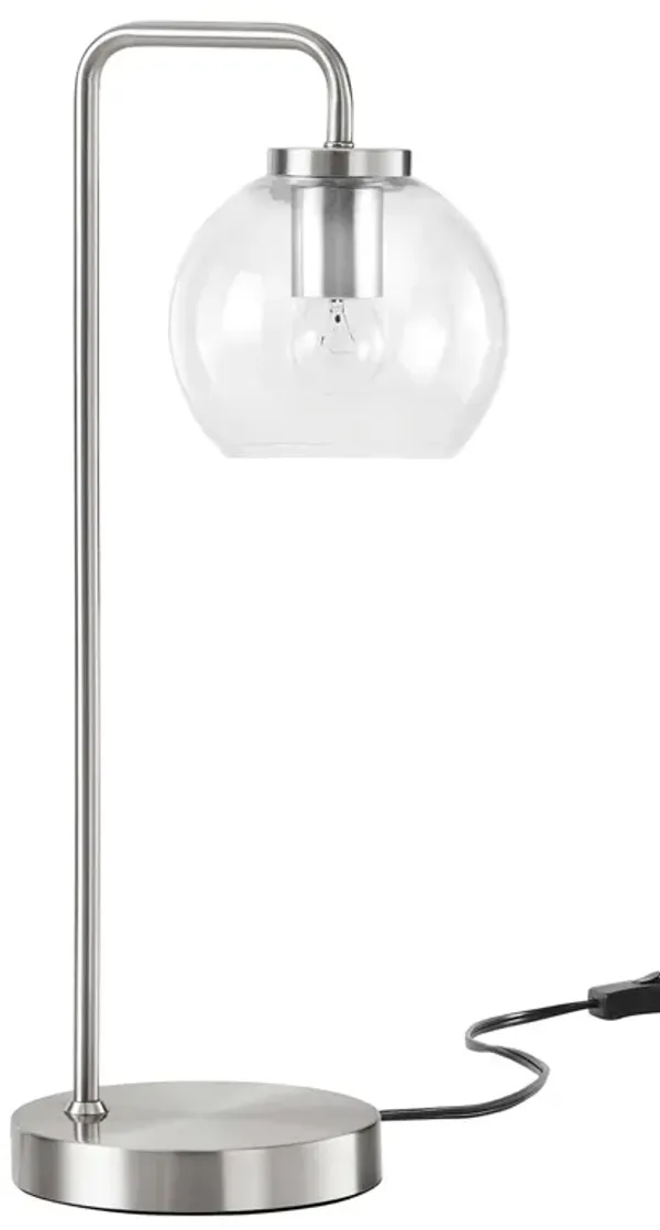Silo Glass Globe Glass and Metal Table Lamp by Modway Satin Nickel