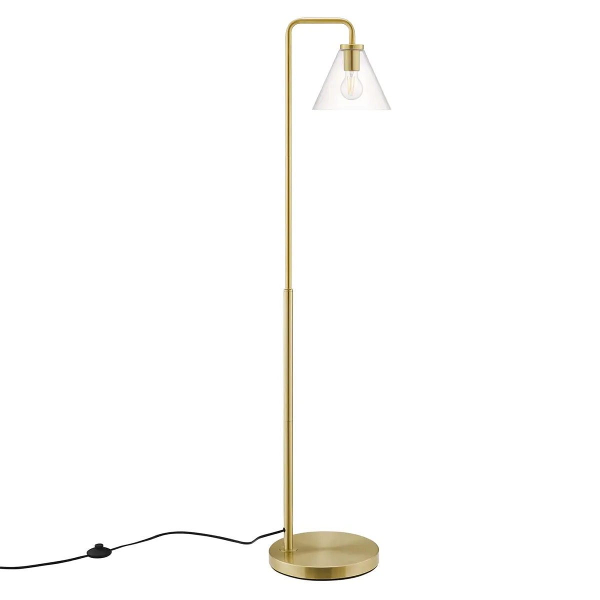 Element Transparent Glass Glass and Metal Floor Lamp by Modway Satin Brass