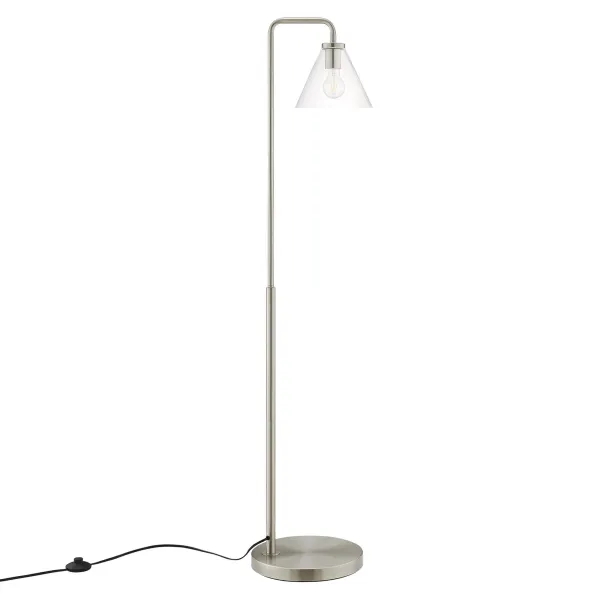 Element Transparent Glass Glass and Metal Floor Lamp by Modway Satin Nickel