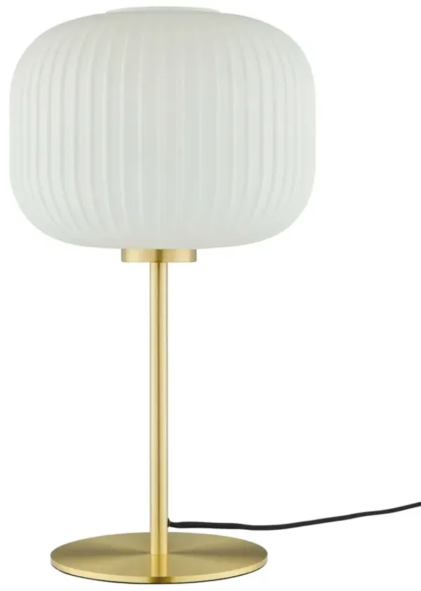 Reprise Glass Sphere Glass and Metal Table Lamp by Modway White Satin Brass