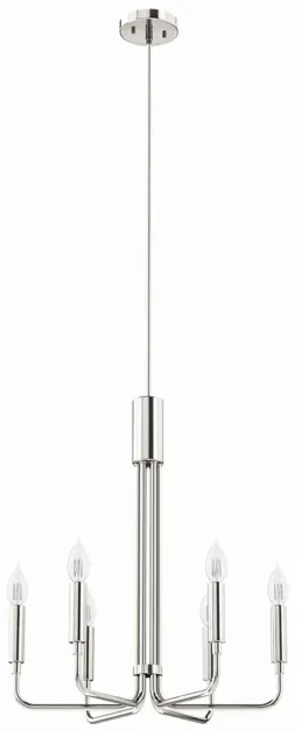 Rekindle 6-Light Chandelier by Modway Polished Nickel