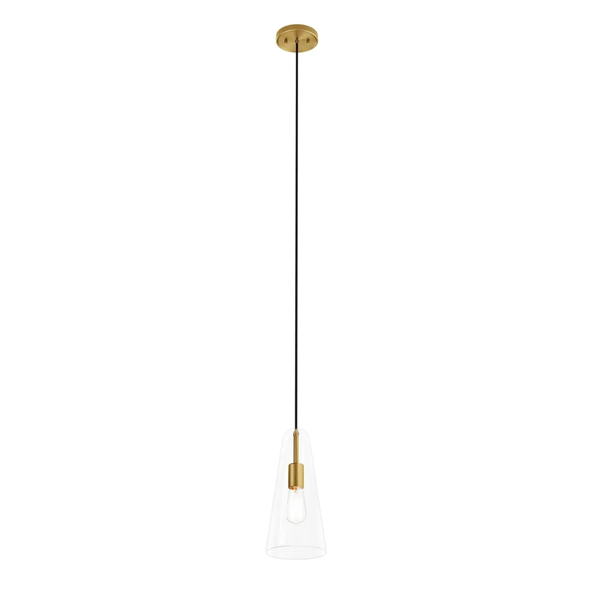 Beacon 1-Light Pendant Light by Modway Clear Satin Brass
